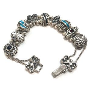 Vintage Silver Bracelet with Blue Accents